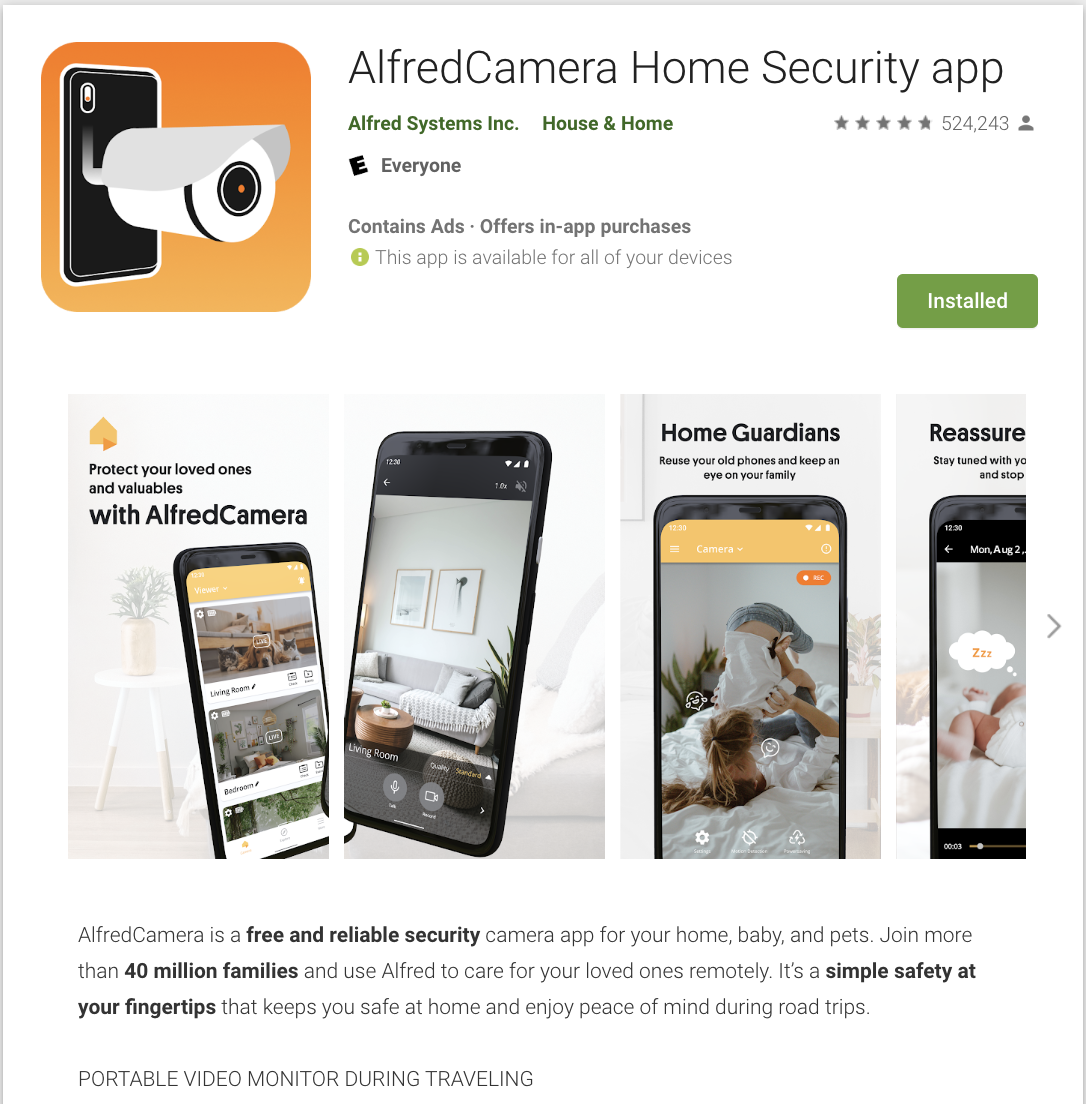 alfred security camera login